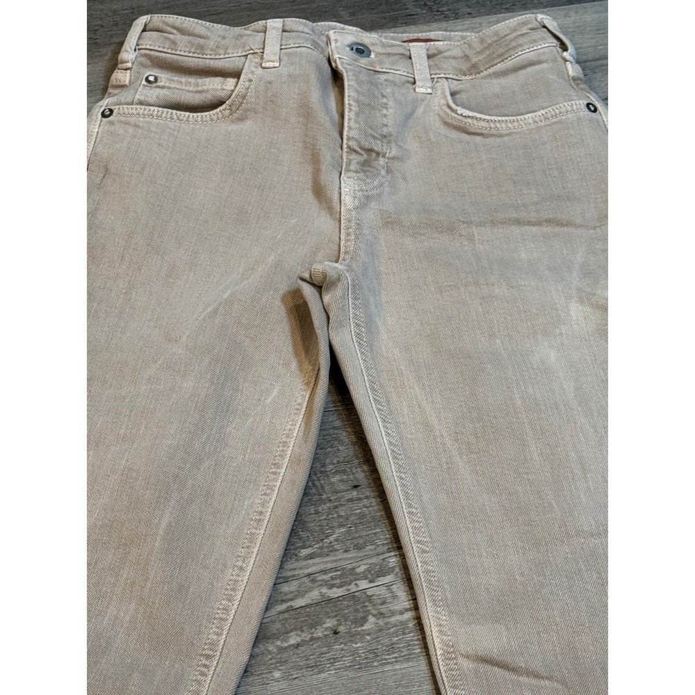 Pilcro‎ Women Beige Tan Distressed Raw Hem Straight Leg Jeans Size 25